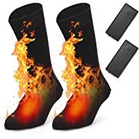 BAOTWO Calcetines calefactables eléctricos para Hombre y Mujer- Calcetines de Invierno cálidos de algodón para Deportes…